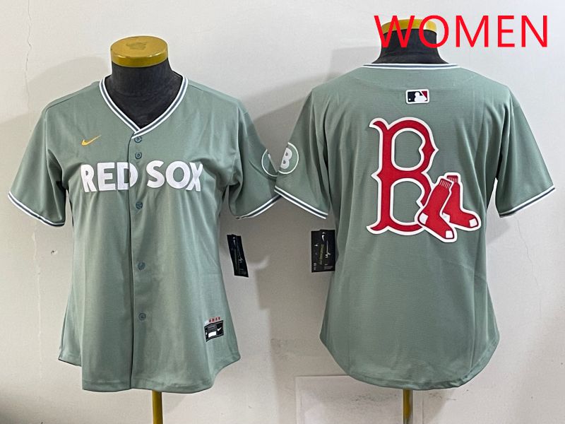 Women 2025 Boston Red Sox Blank Green Joint Name Nike MLB Jersey style 5
